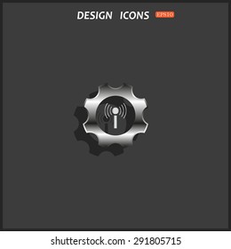 Toothed setting controls via wi-fi network. icon. vector design