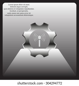 Toothed setting controls via wi-fi network. icon. vector design