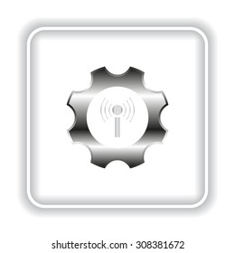 Toothed setting controls via wi-fi network. icon. vector design