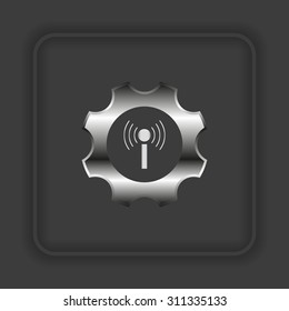 Toothed setting controls via wi-fi network. icon. vector design