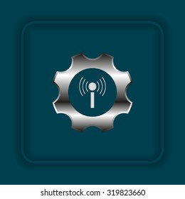 Toothed setting controls via wi-fi network. icon. vector design