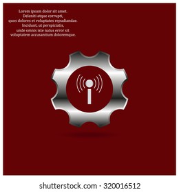 Toothed setting controls via wi-fi network. icon. vector design