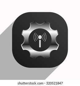 Toothed setting controls via wi-fi network. icon. vector design