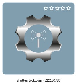 Toothed setting controls via wi-fi network. icon. vector design