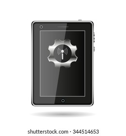 Toothed setting controls via wi-fi network. icon. vector design