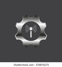 Toothed setting controls via wi-fi network. icon. vector design