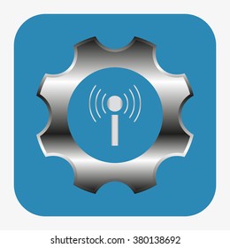 Toothed setting controls via wi-fi network. icon. vector design