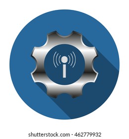 Toothed setting controls via wi-fi network icon flat design style