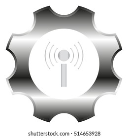 Toothed setting controls via wi-fi network. icon. vector design