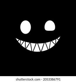 Toothed, smiling monster. White flat illustration