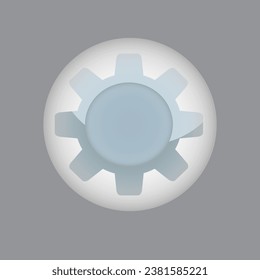 Toothed wheel button vector on gray background