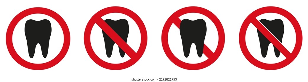 Toothless icon. Prohibited sign with a tooth. Simple style. eps10