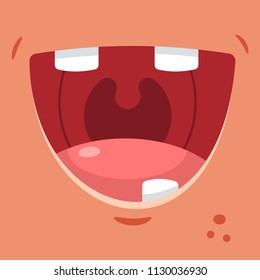 Toothless smile vector cartoon flat illustration.