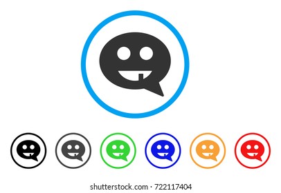 Toothless Smiley Message icon. Vector illustration style is a flat iconic toothless smiley message symbol with black, gray, green, blue, red, orange color variants.