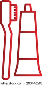 Toothpase Brush Line Inverted Vector Line Icon Design

