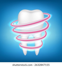 Toothpaste around healthy tooth. Vector illustration