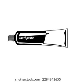 Toothpaste black and white icon, high used vector illustration template in trendy style. Editable graphic resources for many purposes.