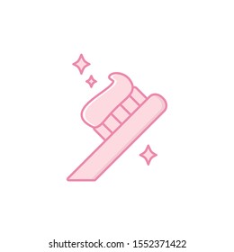 toothpaste and brush icon design, beauty fashion style glamour care healthy and feminity theme Vector illustration