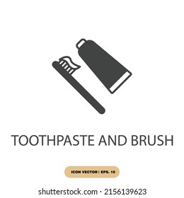símbolos vectores de símbolos de pasta de dientes y pincel para web infográfica