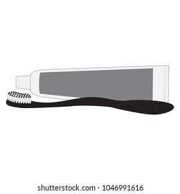 Toothpaste and brush illustration. Vector