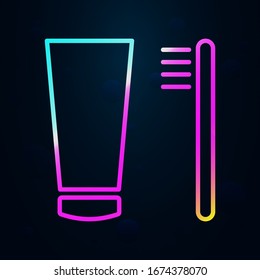 Zahnpasta und Bürste im nolanischen Stil Symbol. Einfache dünne Linie, Vektorillustration der Hotelsymbole für i und ux, Website oder mobile Anwendungen