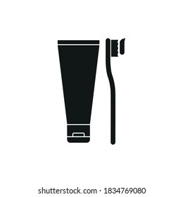 Toothpaste and brush. Simple vector illustration on a white background.
