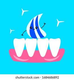 Toothpaste cartoon character cute smiles and friendly waves his hand concept of dentistry and hygiene.