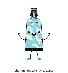 toothpaste cartoon in colored crayon silhouette vector illustration