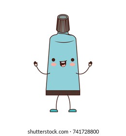 toothpaste cartoon in colorful silhouette vector illustration