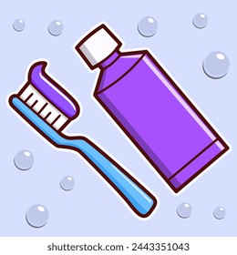 toothpaste cartoon digital sticker illustration