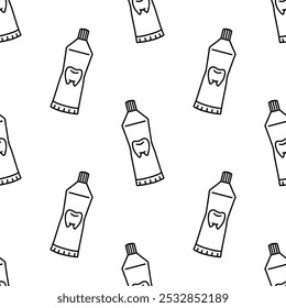 Toothpaste cartoon doodle seamless pattern, Vector.