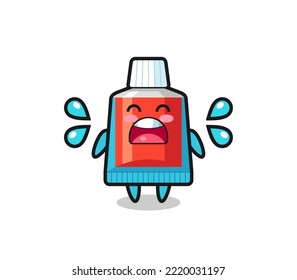 toothpaste cartoon illustration with crying gesture , cute design