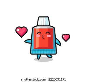 toothpaste character cartoon with kissing gesture , cute design