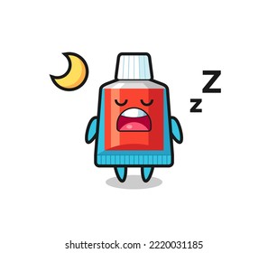 toothpaste character illustration sleeping at night , cute design