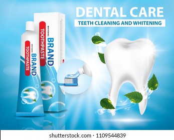 Whitening Toothpaste Ads Sparkling White Tooth Stock Vector (Royalty ...