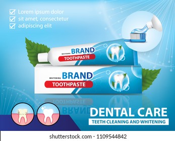 Toothpaste for dental care banner vector illustration