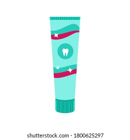 Toothpaste. Dental and gum hygiene. Care for the oral cavity. Vector illustration in a flat style isolated on a white background.