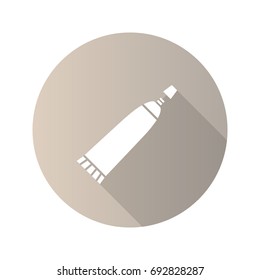 Toothpaste flat design long shadow glyph icon. Cream tube. Vector silhouette illustration