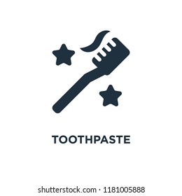 Toothpaste icon. Black filled vector illustration. Toothpaste symbol on white background. Can be used in web and mobile.