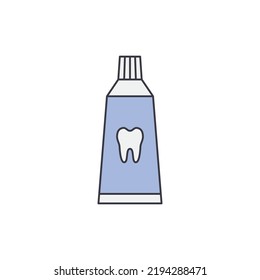 Icono de pasta dental en color, aislado en fondo blanco 