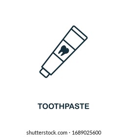 Zahnpasta-Symbol. Styleselement aus der Hygienesammlung. Thin Toothpaste Symbol für Web-Design und Infografiken.