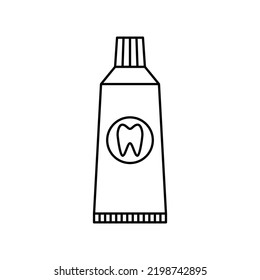 Icono de pasta de dientes en el icono de estilo de línea, aislado en fondo blanco