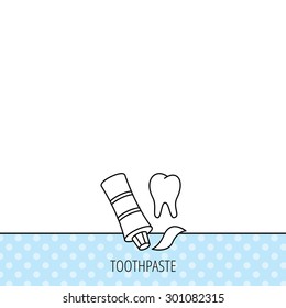 Toothpaste icon. Teeth health care sign. Circles seamless pattern. Background with icon. Vector