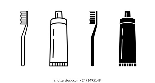 Toothpaste icon. Toothbrush symbol. Dental hygiene vector illustration isolated. Teeth care.