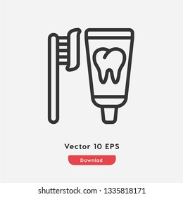 Toothpaste icon vector. Toothpaste symbol. Linear style sign for mobile concept and web design. Toothpaste symbol illustration. Pixel vector graphics - Vector.