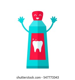 Toothpaste Icons in cartoon style. flat vector illustration isolate on a white background