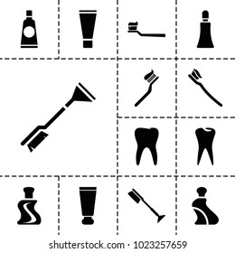 Toothpaste icons. set of 13 editable filled toothpaste icons such as cream tube, toothbrush, tooth