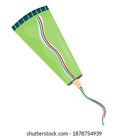 the toothpaste is isolated on a white background. Paste for clean teeth and oral cavity, morning hygiene. Jet on the tube and out of the tube.