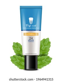 Toothpaste isolated Vector realistic. Special hygiene product placement mock up