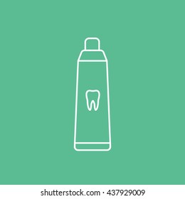 Toothpaste Line Icon On Green Background